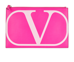 Vlogo Flat Pouch, Leather, DB, B, Pink, 3*